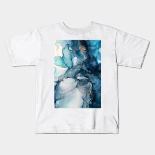 Cobalt Cascade - Abstract Alcohol Ink Art Kids T-Shirt